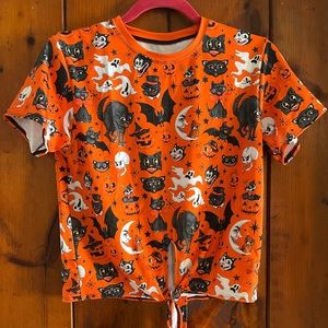 Black milk trick or treat tie front top XS